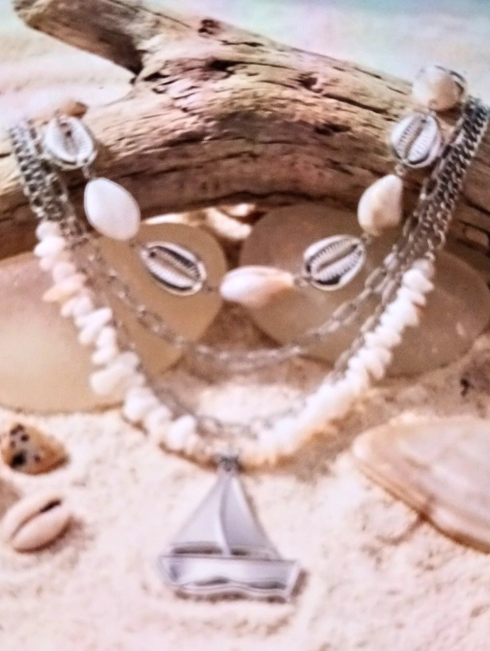 Paparazzi Sailboat Season Layered Shell Sailboat Pendant Necklace